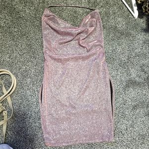 Sparkle cowl neck dress